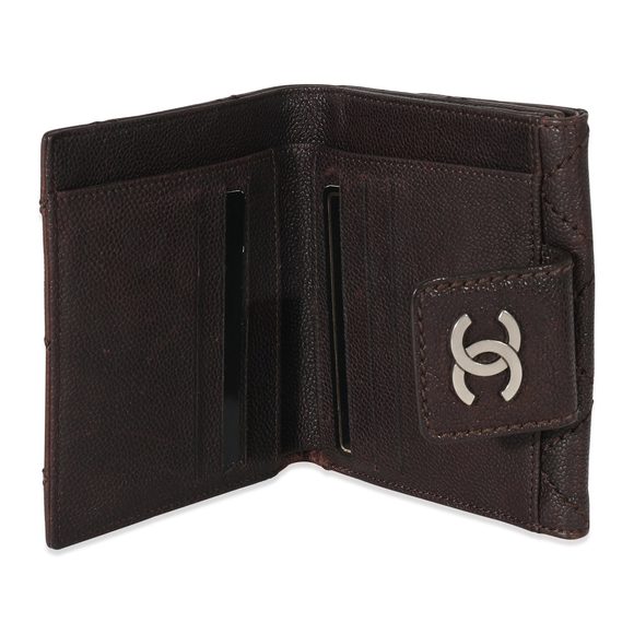 Chanel Brown Caviar Whipstitch Compact Wallet - Picture 4 of 7